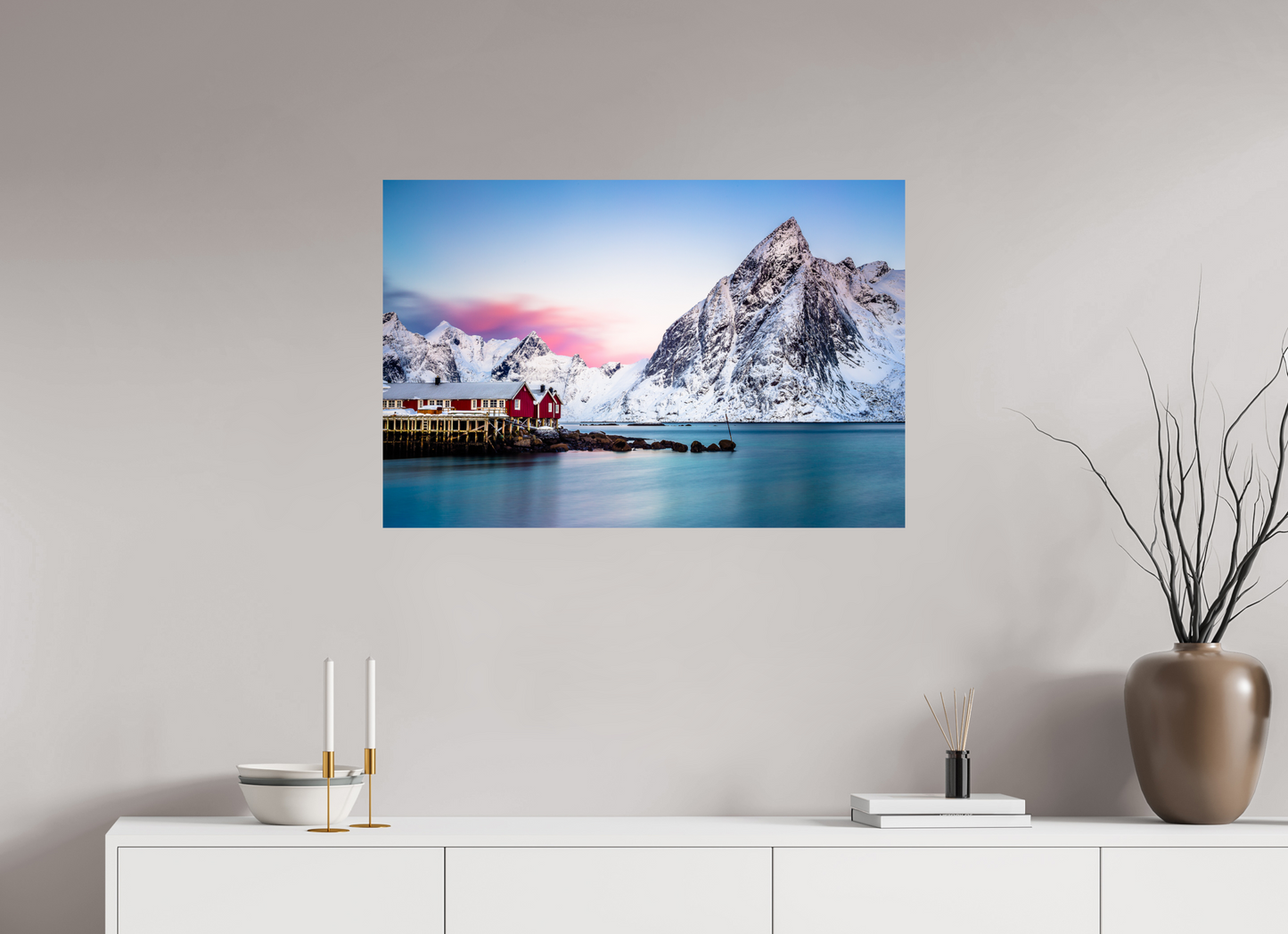 90 x 60 cm, Photo Print On Fuji Crystal DP II Fiery Skies Over Hamnøy - Lofoten - Photo Print