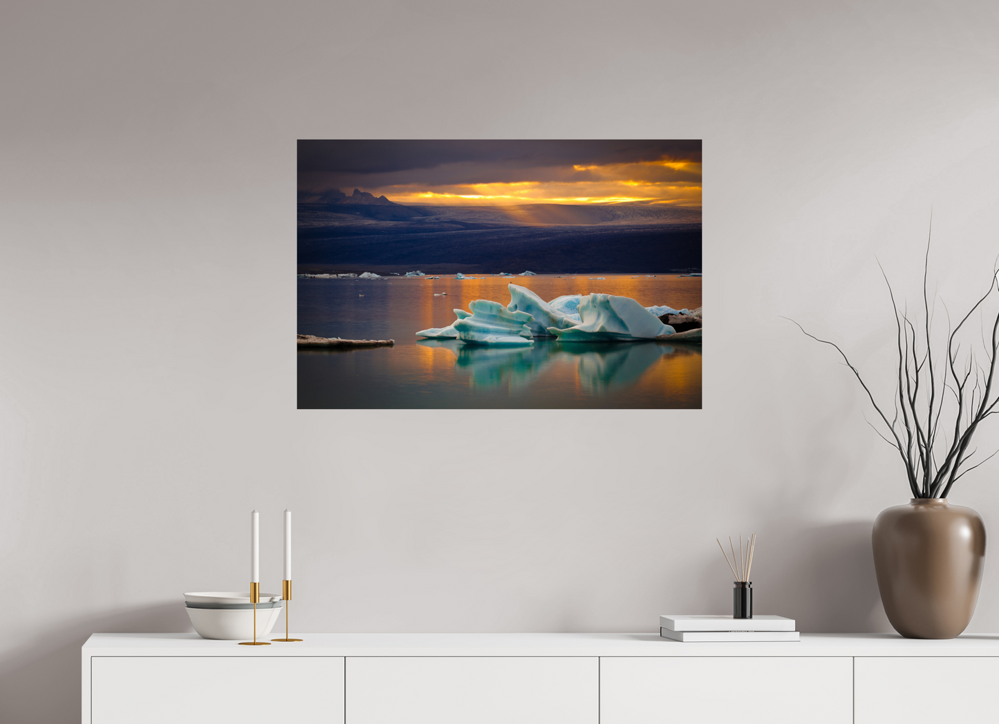 90 x 60 cm, Photo Print On Fuji Crystal DP II Where Giants Sleep - Jökulsárlón Glacier Lagoon, Iceland - Photo Print
