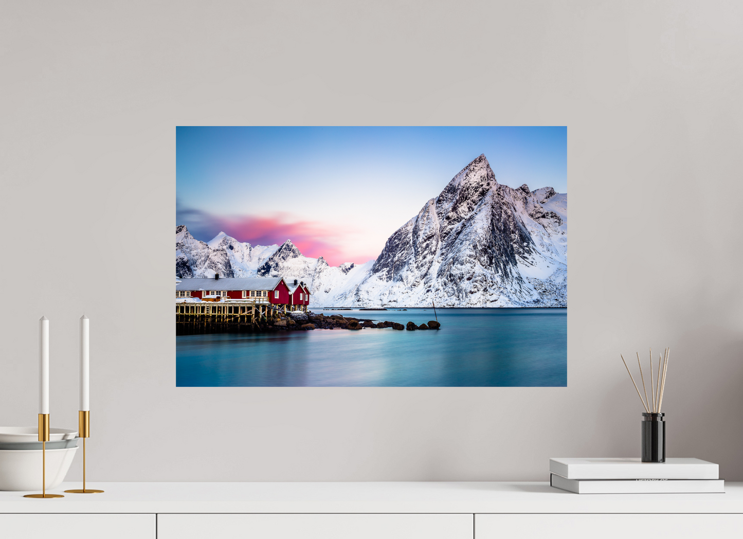 60 x 40 cm, Photo Print On Fuji Crystal DP II Fiery Skies Over Hamnøy - Lofoten - Photo Print