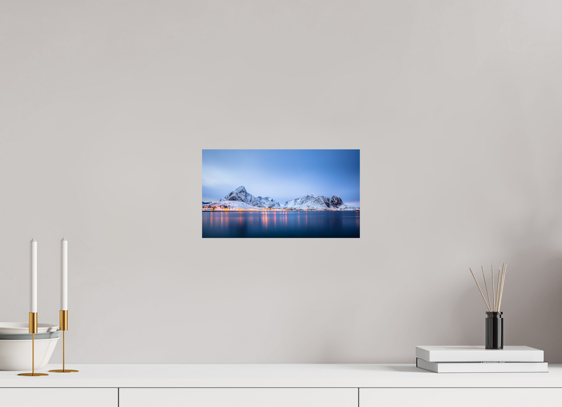 32 x 18 cm, Photo Print On Fuji Crystal DP II Twilight at Reinefjord - Reine, Lofoten, Norway - Photo Print