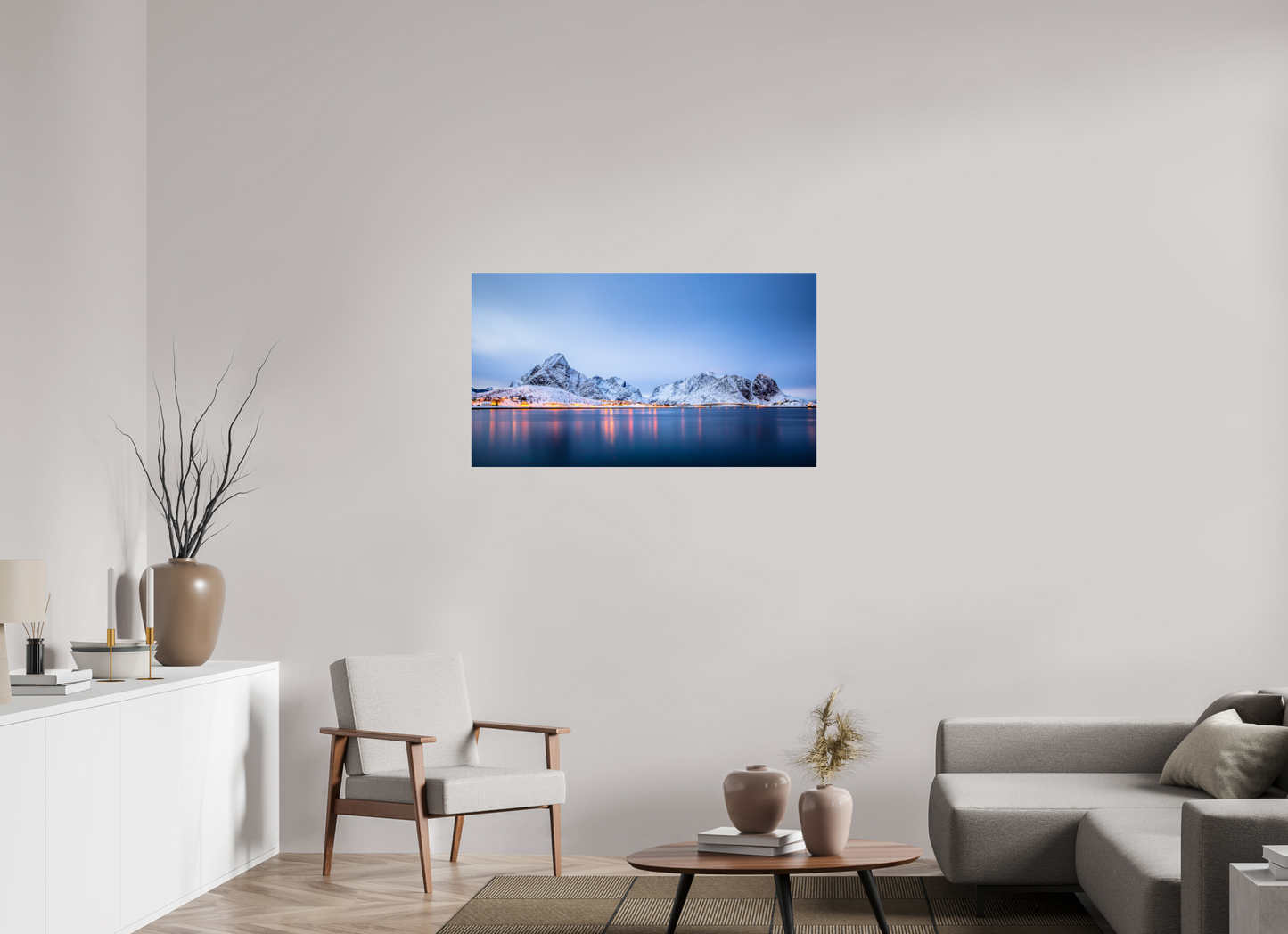 112 x 63 cm, Photo Print On Fuji Crystal DP II Twilight at Reinefjord - Reine, Lofoten, Norway - Photo Print