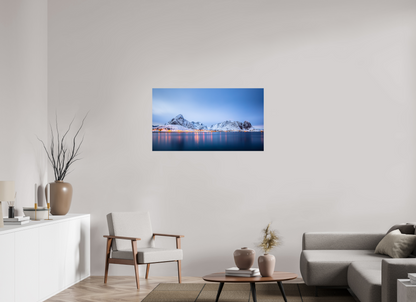112 x 63 cm, Photo Print On Fuji Crystal DP II Twilight at Reinefjord - Reine, Lofoten, Norway - Photo Print