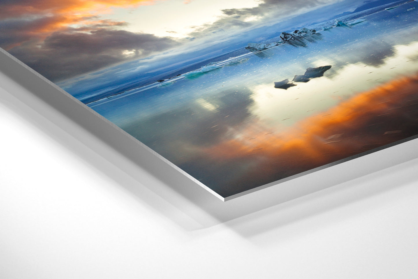 Where Ice Meets Fire - Jökulsárlón, Iceland - Photography Wall Art - ChromaLuxe Metal Print