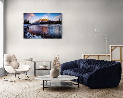 Castle Mountain Alpenglow - Canadian Rockies - Photography Wall Art - ChromaLuxe Metal Print