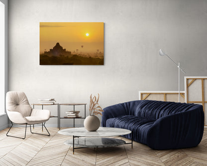 Sunrise over Bagan  - Burma, Myanmar - Photography Wall Art - ChromaLuxe Metal Print