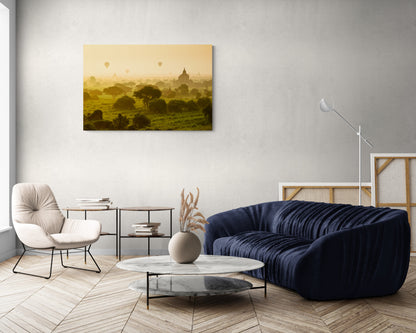 Bagan Balloons - Burma, Myanmar - Photography Wall Art - ChromaLuxe Metal Print