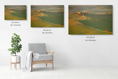 The Golden Path to Tuscany - Val d'Orcia - Tuscany, Italy - Photography Wall Art - ChromaLuxe Metal Print
