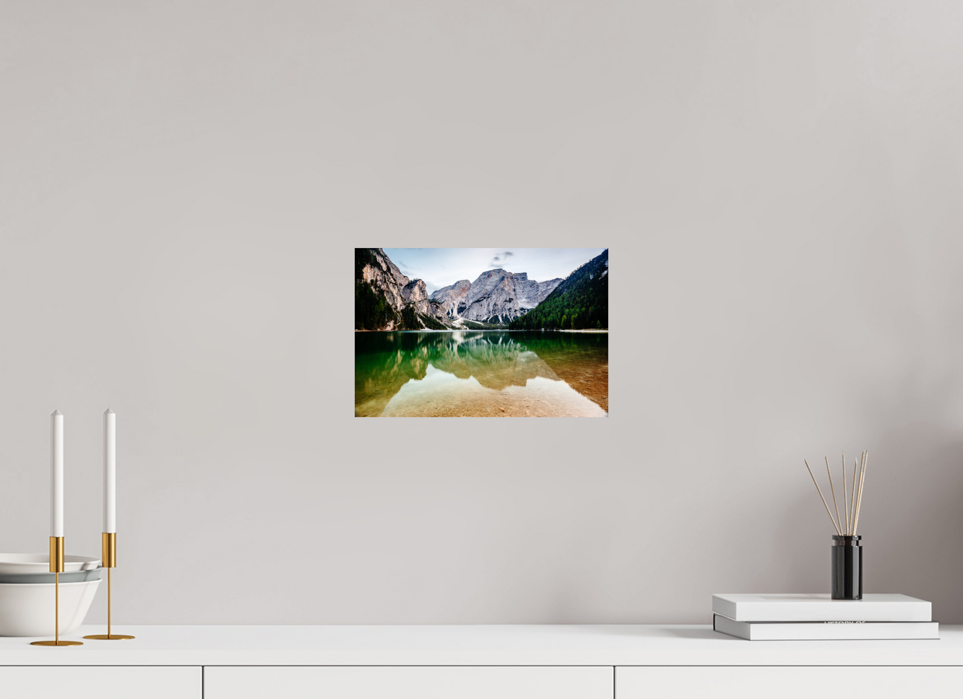 30 x 20 cm, Photo Print On Fuji Crystal DP II Dolomites' Reflection - Lago di Braies - Dolomites, Italy - Photo Print