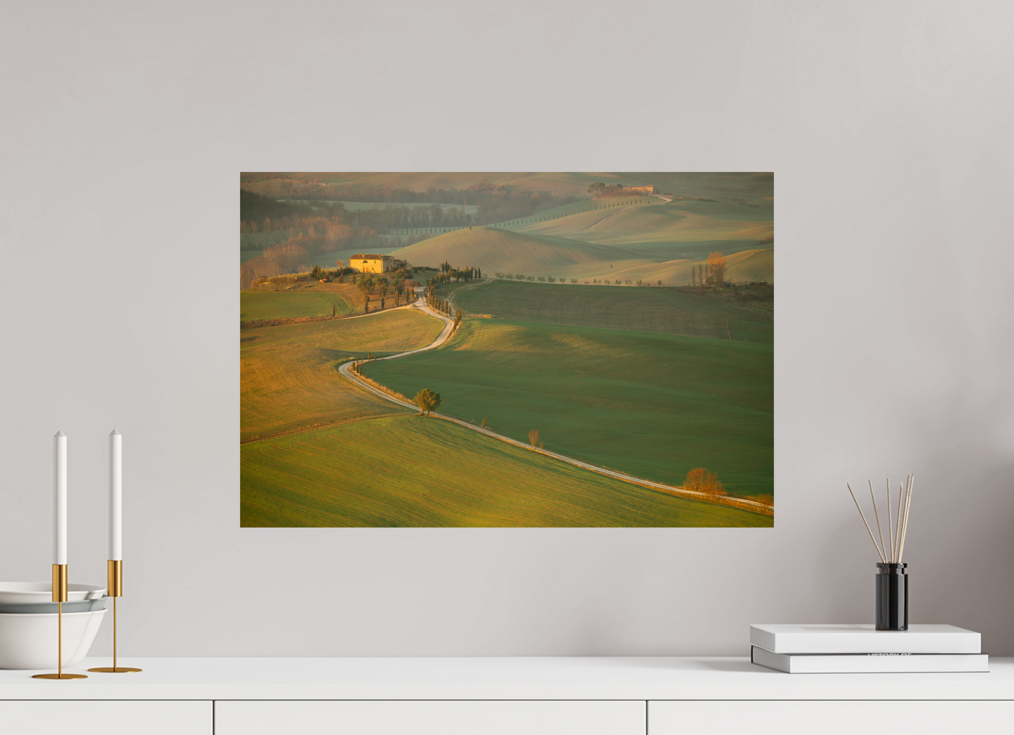 60 x 40 cm, Photo Print On Fuji Crystal DP II The Golden Path to Tuscany - Val d'Orcia - Tuscany, Italy - Photo Print