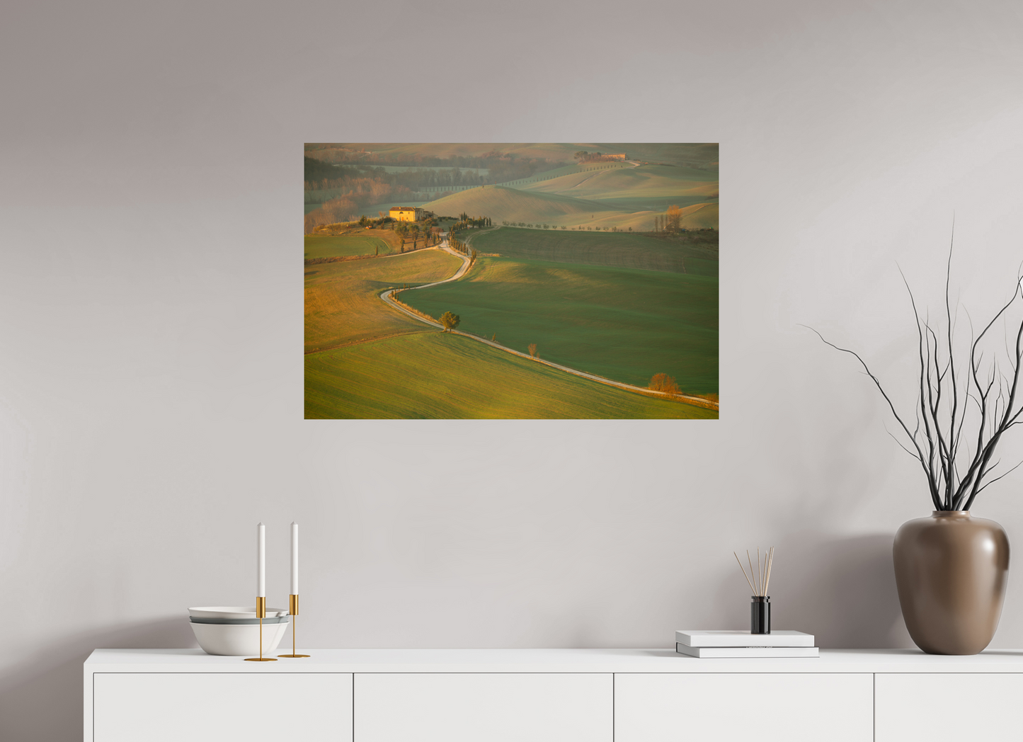 90 x 60 cm, Photo Print On Fuji Crystal DP II The Golden Path to Tuscany - Val d'Orcia - Tuscany, Italy - Photo Print
