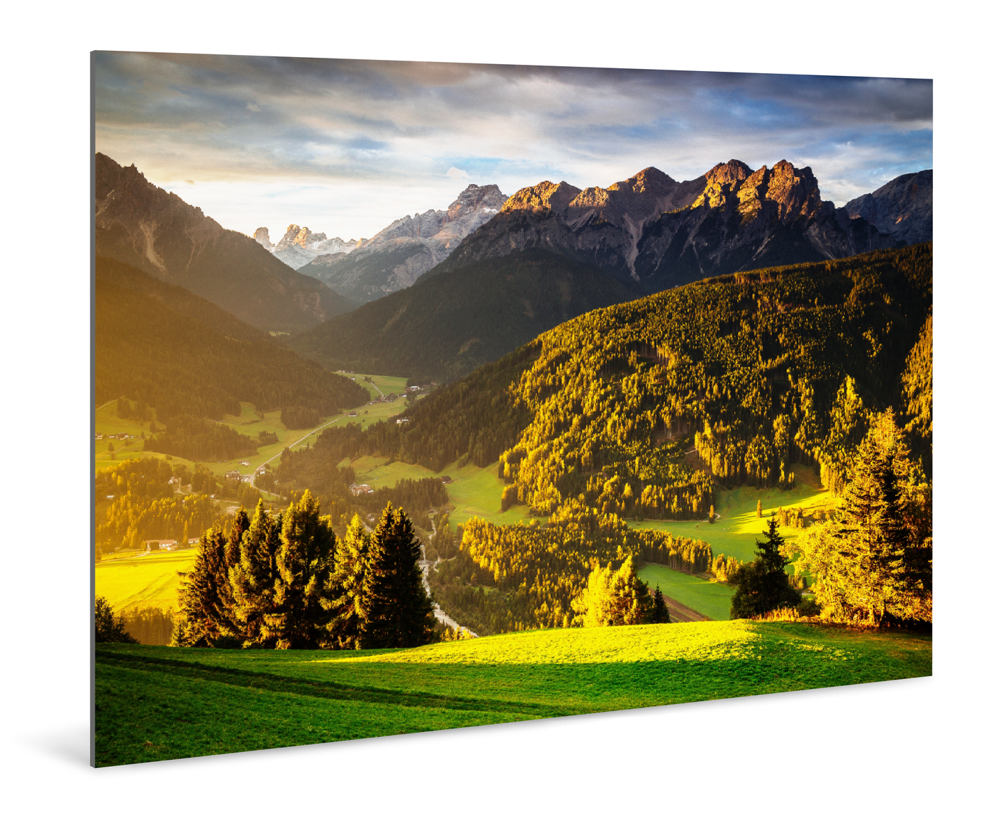 Sunkissed Dolomites, Austria - Photography Wall Art - ChromaLuxe Metal Print
