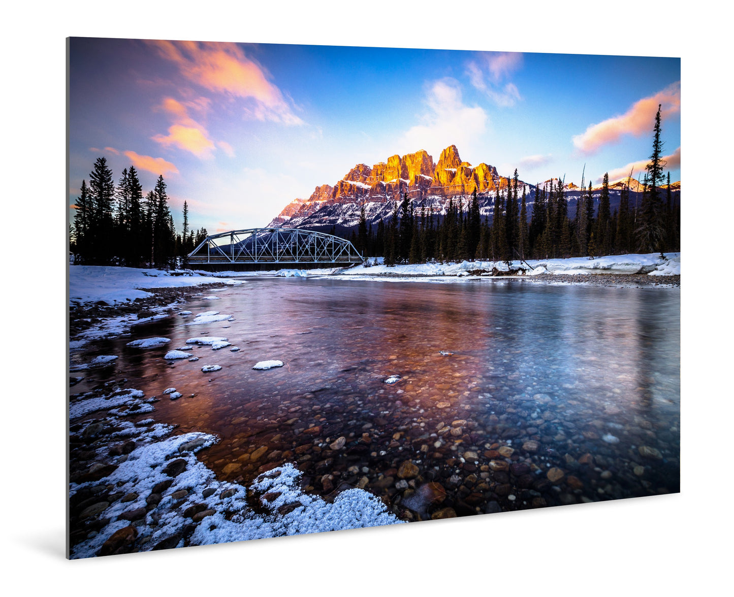 Castle Mountain Alpenglow - Canadian Rockies - Photography Wall Art - ChromaLuxe Metal Print