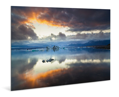 Where Ice Meets Fire - Jökulsárlón, Iceland - Photography Wall Art - ChromaLuxe Metal Print