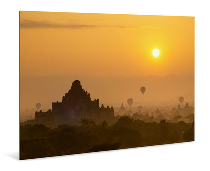 Sunrise over Bagan  - Burma, Myanmar - Photography Wall Art - ChromaLuxe Metal Print